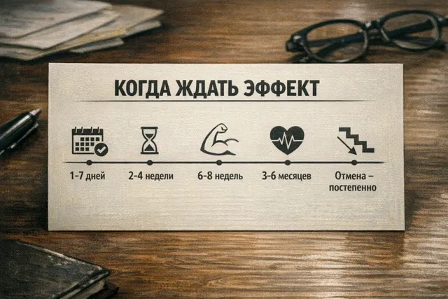 Таймлайн по срокам эффекта антидепрессантов и этапам наблюдения