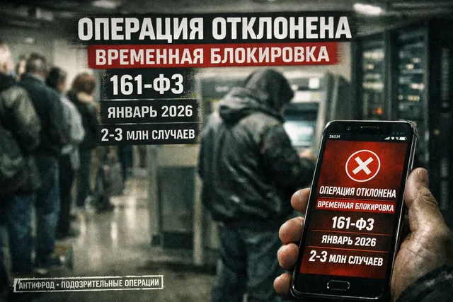 Банки в РФ в январе 2026 временно блокировали до 3 млн карт по 161-ФЗ