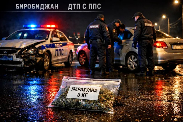 ДТП с участием машины ППС в Биробиджане и изъятие более 3 кг марихуаны