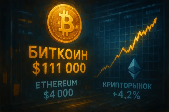 Биткоин превысил $111 тыс., крипторынок вырос на 4,2 %