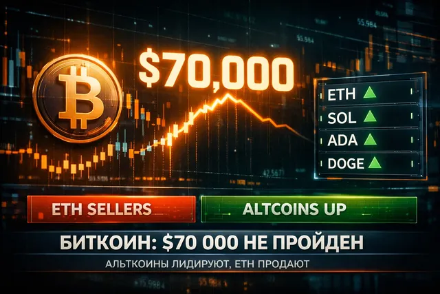Биткоин почти $70 000: альткоины растут, ETH киты продают