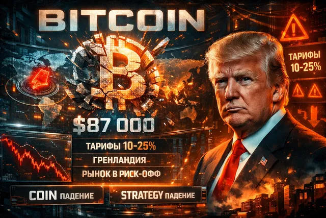 Биткоин упал к $87 тыс. на фоне тарифных угроз Трампа из-за Гренландии