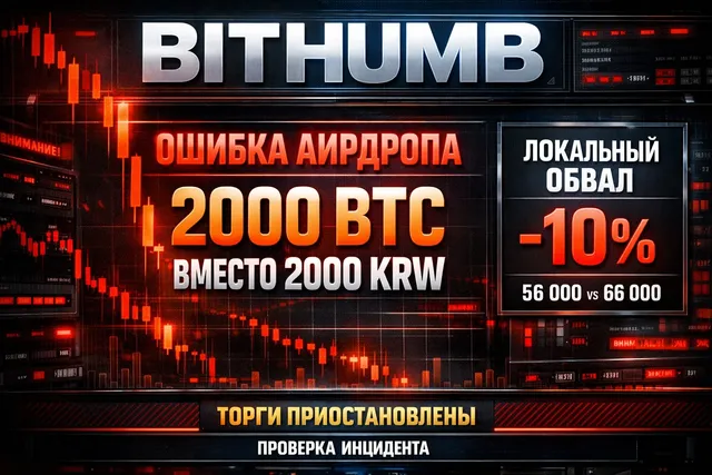 Bithumb ошибочно начислила 2000 BTC и устроила локальный обвал