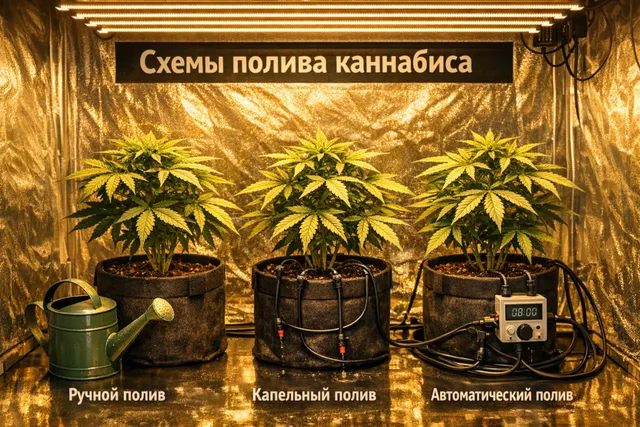 Способы полива каннабиса: ручной, капельный, автоматический