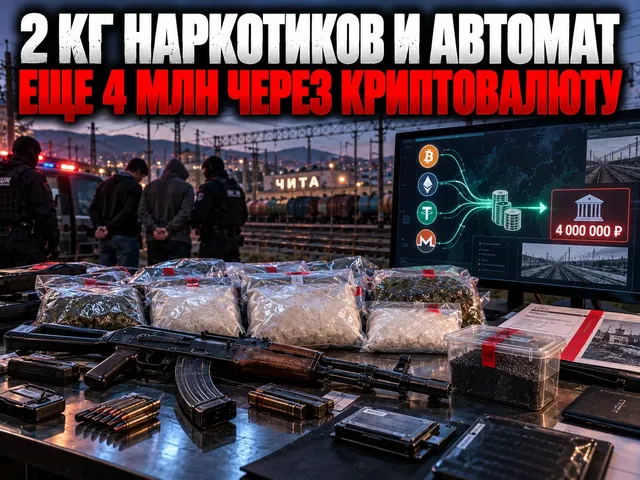 Изъятые наркотики, переделанный автомат Калашникова и материалы дела о криптовалютных доходах в Чите
