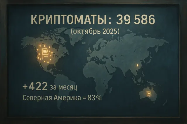 К ноябрю 2025 года в мире насчитывается 39 586 криптоматов — максимум с 2022