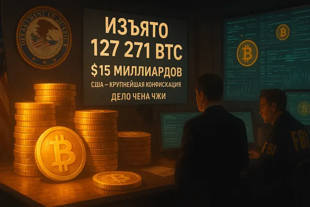 Минюст США изъял $15 млрд в биткойнах — крупнейшая конфискация в истории