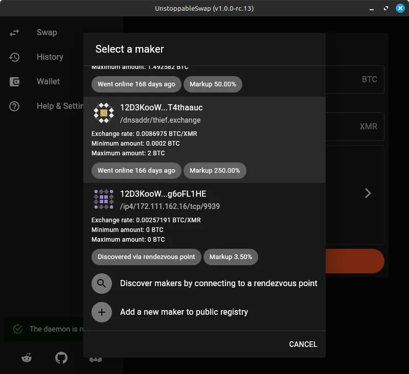 Atomic swap кошелёк с полной приватностью и поддержкой Tor