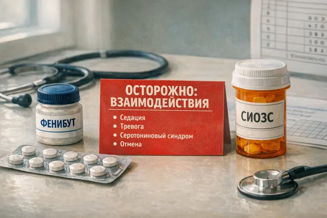 Фенибут и СИОЗС - риски сочетания, признаки опасных синдромов