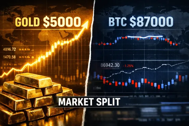 Золото превысило $5000, биткоин застрял у $87000 - рынки расходятся