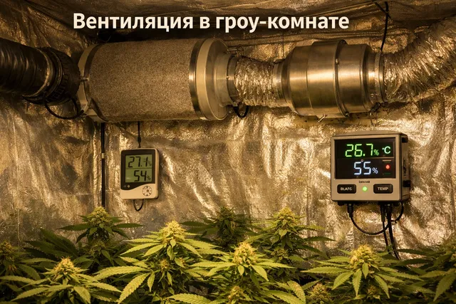 Система вентиляции и притока воздуха в гроу-комнате
