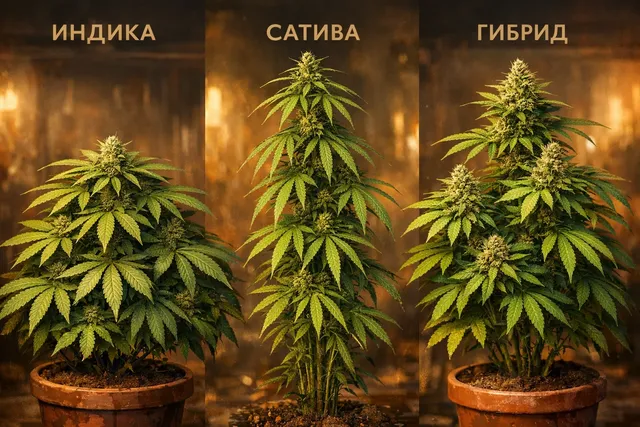 Различия между индика, сативой и гибридом