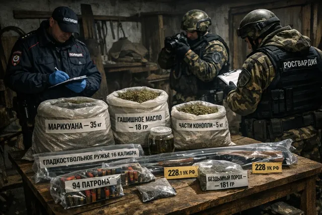 В Хабаровском крае у наркоагронома изъяли 35 кг марихуаны и оружие