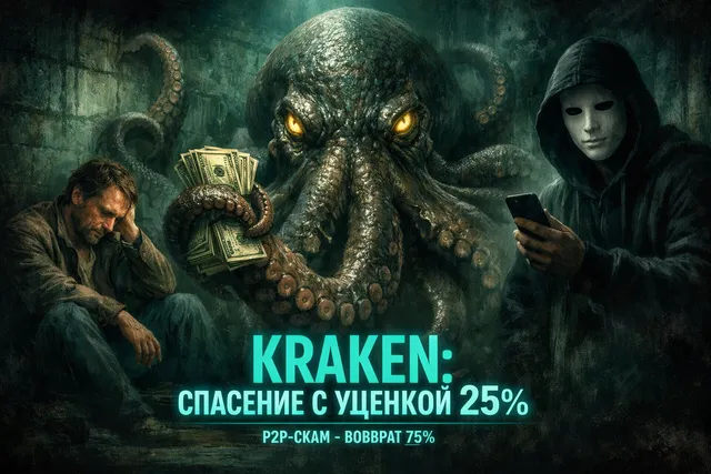 Kraken: возврат 75% после P2P-скама и спорная комиссия 25%