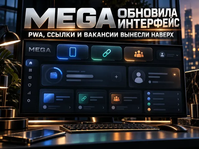 Mega обновила интерфейс: PWA, ссылки и вакансии вынесли в шапку