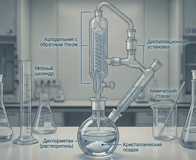 Лабораторная установка для синтеза мефедрона в дихлорметане