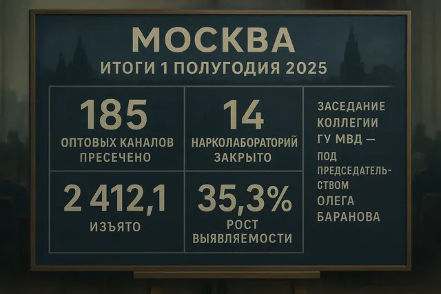 Москва: 185 оптовых каналов, 14 лабораторий и 2,4 т изъятий за полгода