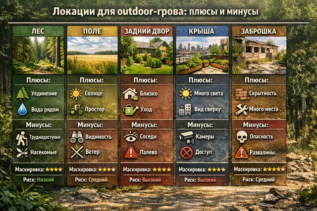 Сравнение локаций для outdoor-грова