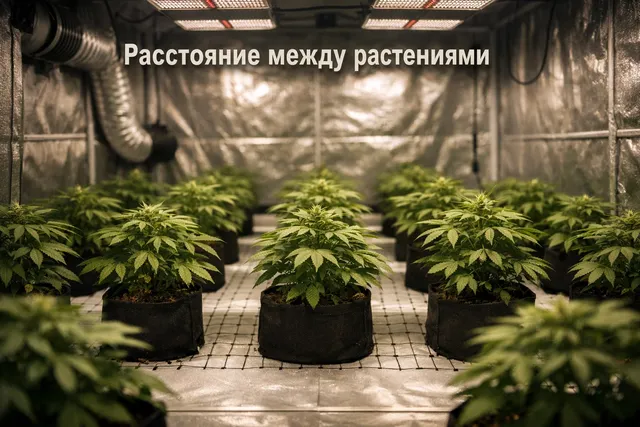 Правильное расстояние между кустами каннабиса в индоре