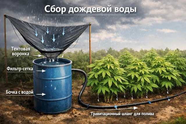 Сбор дождевой воды для полива каннабиса