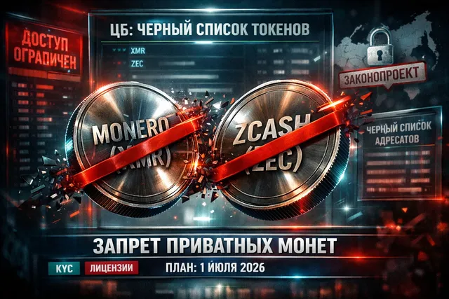 Запрет приватных монет: Monero и Zcash под запретом, черные списки ЦБ, 1 июля 2026