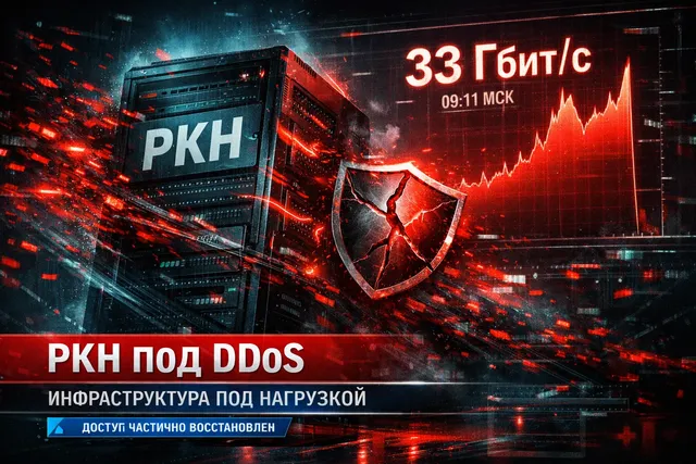 DDoS по РКН: пик 33 Гбит/с, доступ восстановили, атака идет