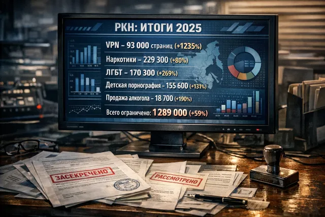Роскомнадзор в 2025 году заблокировал 93 тыс. страниц о VPN