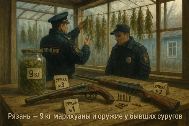 Рязань: у бывших супругов изъяли 9 кг марихуаны и оружие