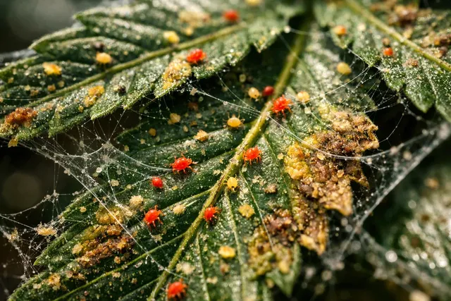 Паутинный клещ на листьях каннабиса — признаки заражения и способы борьбы