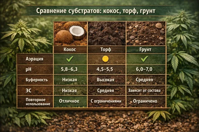 Сравнительная таблица субстратов для каннабиса