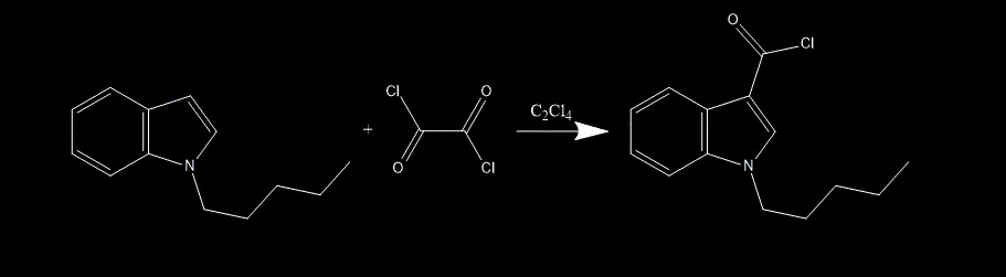 Synthesis of QUPIC PB-22 - 1-pentyl-(1H-indole)-3-carbonyl chloride.webp