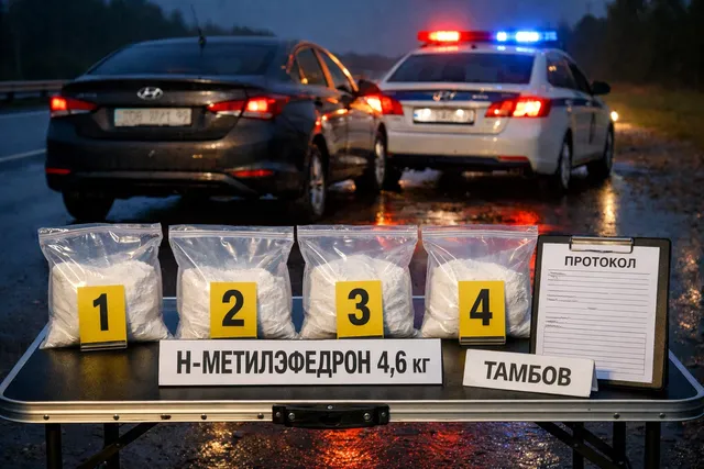 Курьер из Петербурга с 4,6 кг N-метилэфедрона: задержание в Тамбове