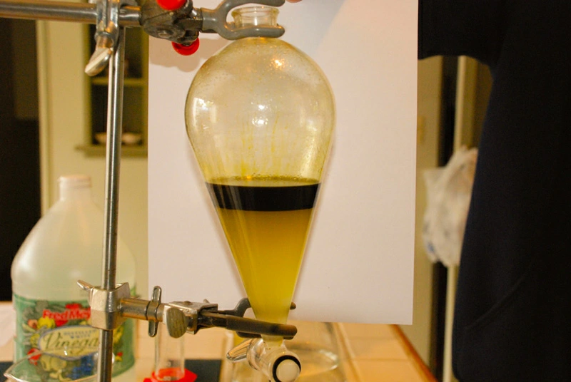 THC-O-Acetate from THC Synthesis - Once the water can be distinguished from the hexane, start...webp