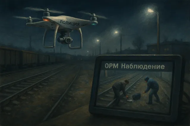 Полицейский дрон фиксирует работу закладчиков возле железной дороги в Ревде