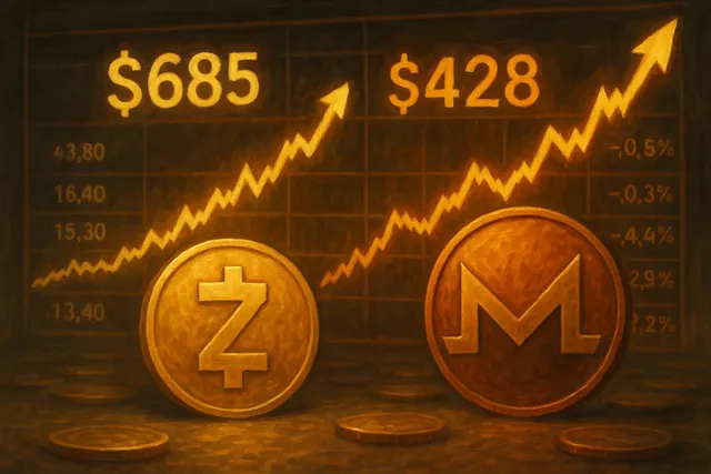 Рост Zcash и Monero на фоне падения крипторынка